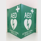 Biały znak ścienny AED Zielony plastikowy defibrylator Znak AED V Niestandardowy aluminiowy znak AED