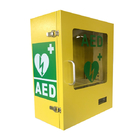 Żółta zewnętrzna szafka AED z alarmem i systemem ogrzewania