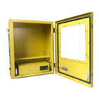 Żółta zewnętrzna szafka AED z alarmem i systemem ogrzewania
