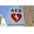 Oznaczony 2-drożny płaski znak ścienny AED, znak 90 stopni AED 254x177 mm