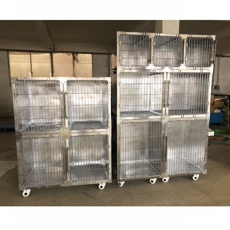 Solidne niestandardowe produkty metalowe / klatka dla psa ze stali nierdzewnej z 4 kółkami